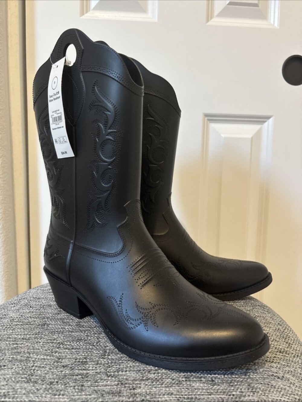 No Boundaries Western Cowboy Black Rain Boots Women size 9